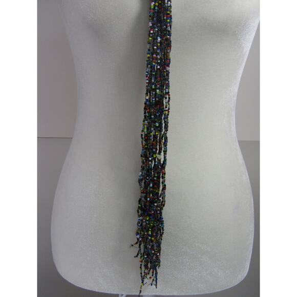 VTG Necklace Multi Color Seed Bead 26" Boho Cottagecore Whimsical Grandma Knot - Picture 3 of 7